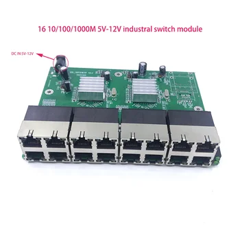 1000M prepínač Nespravovaná 16port 10/100/1000M, priemyselný Ethernet switch modul PCBA rada OEM Auto-detekčných Portov