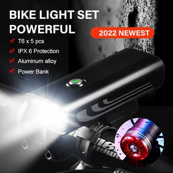 2022 Silné Svetlo na Bicykel Predné Power Bank USB Nabíjateľné Požičovňa Svetlometu IPX6 Nepremokavé MTB, Road Baterka Vonkajšie T6x5