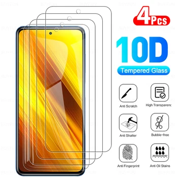 4Pcs Sklo Screen Protector Pre Xiao Mi Poco X3 NFC X3 Pro GT M3 M3Pro Pro F3 NFC telefón F1 6.67