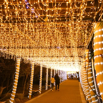 5M Cencúľ Svetlá Vonkajšie Vianočné Osvetlenie LED Záves Cencúľ String Svetlá Časti 0.4-0.6 m Garden Street Strom Víla String Svetlá