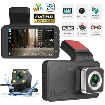 Automobilové DVR WiFi Full HD 1080P Dash Cam Zadná Kamera Zobrazenie Car Video Recorder Nočné Videnie Auto Dashcam Car Camera Dvr GPS Tracker