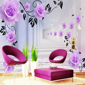 beibehang Prispôsobené abstraktných de porovnanie nové, moderné purple rose priestor stereo TV, spálňa, obývacia izba tapety pozadia