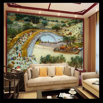 beibehang Veľké Vlastnú Tapetu nástenná maľba Qingming Výhľadom na Rieku TV Stenu, samolepiace tapety fototapeten 3d natur nálepka na stenu