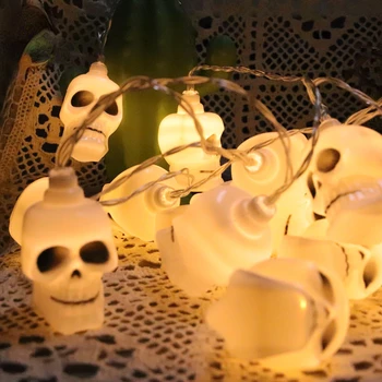 Cezhraničné nové LED Halloween lebky svetlo string Ghost Deň strany bar dekorácie atmosféru batérie poľa LED svetlo reťazec