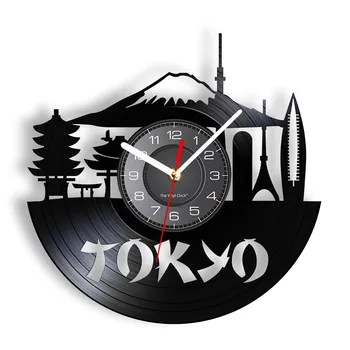 Japonskom Tokiu Skyline Dekoratívne Nástenné Hodiny pre Enterprise balíka Office Japonský Panoráma Vinyl Album Nahrávať Hodinky Japonsko so suvenírmi