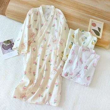 Japonský Štýl Ženy Yukata Kimono Šaty, Šaty Letné Bavlna Spa Sleepwear Voľné Tlač Kimonos Župan Šaty Šaty Sladké Oblečenie Pre Voľný Čas