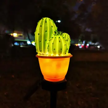 Kaktus Solárne LED Trávnik Lampa Textúra Odolné Spike Kontroly Vonkajšie Krajiny Záhrada Zem Stabilnú Prevádzku Spoľahlivé Svetlo