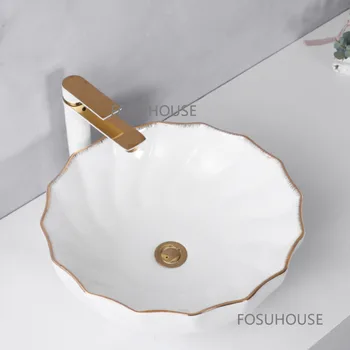 Moderné Keramické Umývadlo Pre Kúpeľňový Nábytok Kolo Umývadlo Dizajnér Svetlo Luxusné Domácnosti Dizajn Kúpeľňa Umývadlo Umývadlo