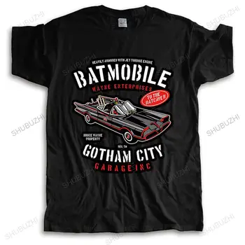 muž značky teeshirt mužov letné bavlnené tričko Batmobile Gotham City Garáž mens zábavné Čierne tričko väčšiu veľkosť poklesu shippong