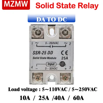 MZMW Solid State Relé SSR-40DD 60DD Jediný DC Ovládanie DC 10A 25A 40A 60A 5-110VDC 220V Modul Relé pre PID regulácia Teploty