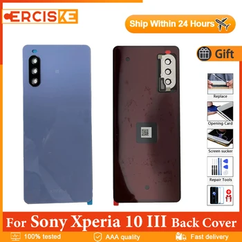 Originál Nový Zadný Kryt Batérie Pre Sony Xperia 10 III Zadné Sklo Zadné Bývanie Dvere Prípade Fotoaparát Sklo Objektívu Vymeniť Súčiastky