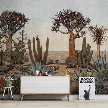 Vlastné Americký Kaktus Púštnej Krajiny, Tapety Obývacia Izba Gauč Pozadí Reštaurácia Hotel nástenná maľba Retro Stene kniha domova