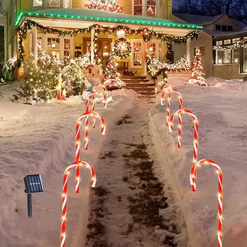 Vonkajšie Solárne, Vianočné Led Candy Cane Svetlá Nepremokavé Cesty, Lampa Na Vianoce Záhrade Trávnik Dekorácie