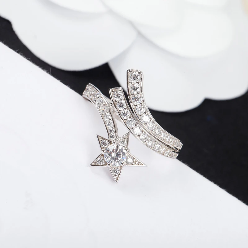 Vysoko kvalitný čistý 925 sterling Silver populárnej značky luxusné šperky Lady Meteor Star Krúžok Strany príslušenstvo svadobný darček k narodeninám