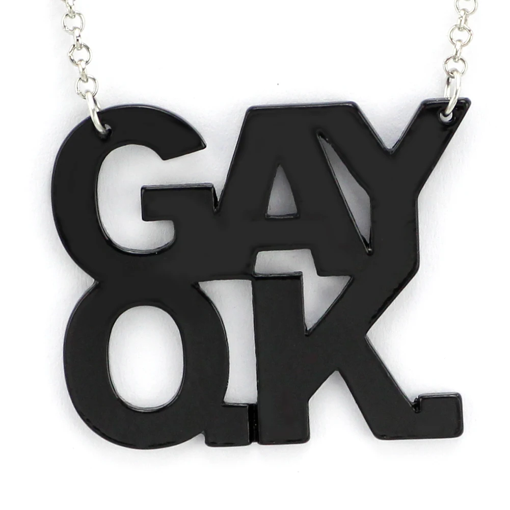 youe žiaril Gay OK Módny Náhrdelník s Čiernymi Text LGBT Gay a Lesbickej Hrdosti Náhrdelník