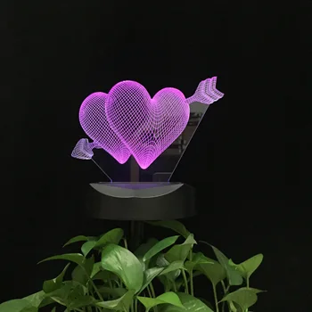Šípka Prerazí Srdce Krajiny Osvetlenie 3d Tabuľka Nočné Svetlo Vonkajšie Solárne Napájanie 3D LED Nočné Lampy na Dvore, Záhradný Trávnik
