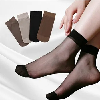 10 Párov Lete Žena Krátke Pokožky Ponožky Módne dámske Tenké Krištáľovo Priehľadné Dievča Členok Hodvábne Hladké Non-slip Vhodné Ponožky