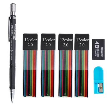 2.0 Automatické Mechanické Plastové Ceruzky Nahradenie 2mm Black Core Farba Viesť Výkresy Pre Drevospracujúci Skice Študentov Písať