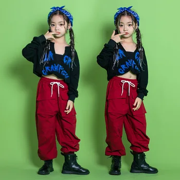 3-15Y Dievčatá Moderný hip-hop Oblečenie Ostrihané Krátke Rukávy Topy Hárem Nohavice Tanečné kostýmy pre Deti Jazz Spoločenský Tanec Oblečenie