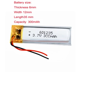 3,7 v Polymer Lithium Batéria 601235 300mah Pre Nahrávanie Pero Mp3 Tiejun Bluetooth Headset Plnenie Bunky