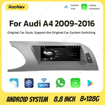 Auto Stereo GPS Navigácia Pre Audi A4 2009 - 2016 Dotykový Displej, Bezdrôtové Bluetooth Rádio, Video Prehrávač Multimediálnych súborov Carplay
