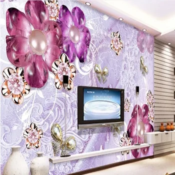 beibehang Veľké vlastnú tapetu Luxusne nádherné fialové Európsky kvet 3d 3d spálňa, TV joj stenu