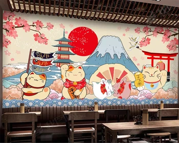 beibehang Vlastné Moderné abstraktných de parede Tapety Japonské Sushi Mačka Japonská Reštaurácia, Bar Pozadí steny papiere domova