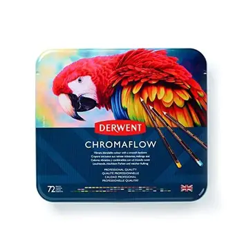 Derwent Chromaflow Farebné Ceruzky, Súbor 72 V Cínu, Multicolor, Hladká Textúra, Vysoko-pigmentové Farby, potreby pre maliarov