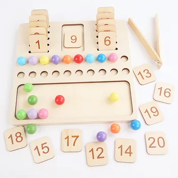 Deti Učenie Matematika Hračka Klip Perličiek Číslo Výpočtu Počítanie Dosky Drevené Montessori Škôlky Učebná Pomôcka Hračka Obojstranná Tlač