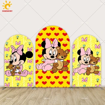 Dieťa Sprcha Party Dekorácie pre Dievčatká Minnie Mouse Arch Kryt Chiara Pozadie Stenu Pozadia Banner Doubleside Elastické
