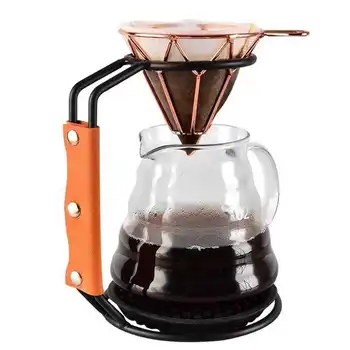 Jednoduché Kávy Dripper Rack Železa Dripper Stojan s Kožená Rukoväť Prípade pre Domáce kaviareň Coffeeware Príslušenstvo