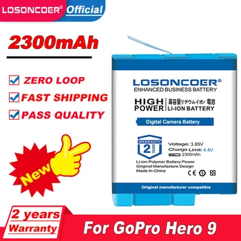 LOSONCOER 2300mAh Pre go pro hero 9 Batérie, Nabíjačky / Pre GoPro Hero 9 Black Li-ion AHDBT-901 Batérie
