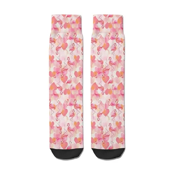 Láska Srdce Flamingo Rovno Ponožky Muž Mens Ženy Jar Pančuchy Polyester Hip Hop