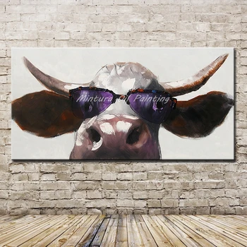 Mintura,Umenie, Ručne Maľované Abstraktné Krava Aniamls olejomaľba na Plátne,Wall Art Obrázok Pre Obývacia Izba Office Decor Č Rámovanie