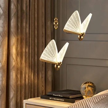 Moderné led Prívesok motýľ svetlá hliníkové akryl-kreatívne visí lampa jedáleň, spálňa posteli schodisko vnútorné osvetlenie