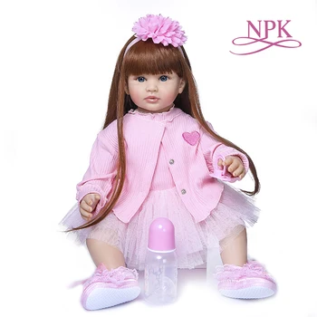 NPK 60 CM baby dievča bábiku Boneca Reborn batoľa Mäkké Silikónové látkové telo Realisticky Bebe Reborn bábiky
