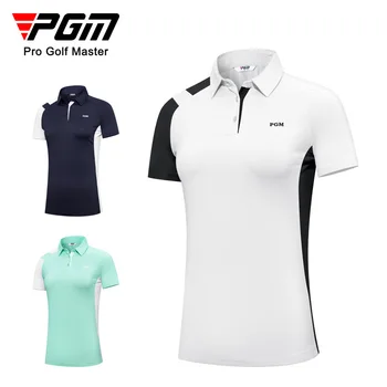 PGM Letné Šaty Lady Krátke Rukávy T-shirt Klope Dizajn Otvoriť Módne Tričko Športové Ženy, Golf, Tenis Top Priedušný rýchloschnúci