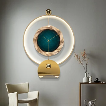 Svetlo luxusné stlmiť nástenné hodiny Nordic módne moderný minimalistický home table steny v obývacej izbe visí hodiny svietidlo závesné nástenné hodiny