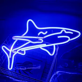 Žralok Neónový nápis USB Powered na Stenu Spálne Umenie, LED, Neónové Svetlo Stmievateľné pre Chlapcov Izba Shop Dekor